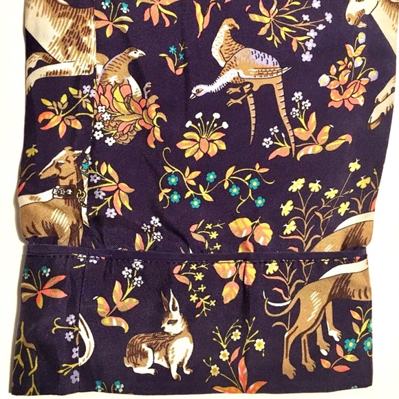 JCREW DRAKES London Trouser Pant Unicorn Dog Rabbit Bird Silk Pajama Navy Blue 0 - Picture 13 of 16